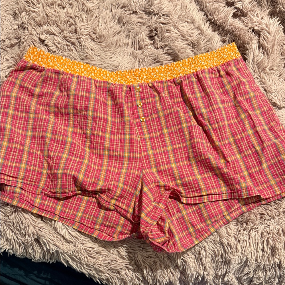 Plaid Pink and Yellow Shorts